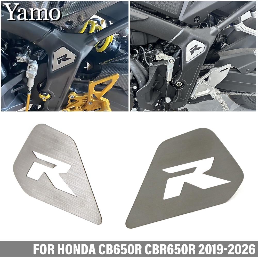 ฟรีสติ๊กเกอร์ สําหรับ HONDA CBR650R CB650R 2019-2026 กรอบตกแต่งแผ่นสแตนเลสรถด้านข้างตกแต่งคู่