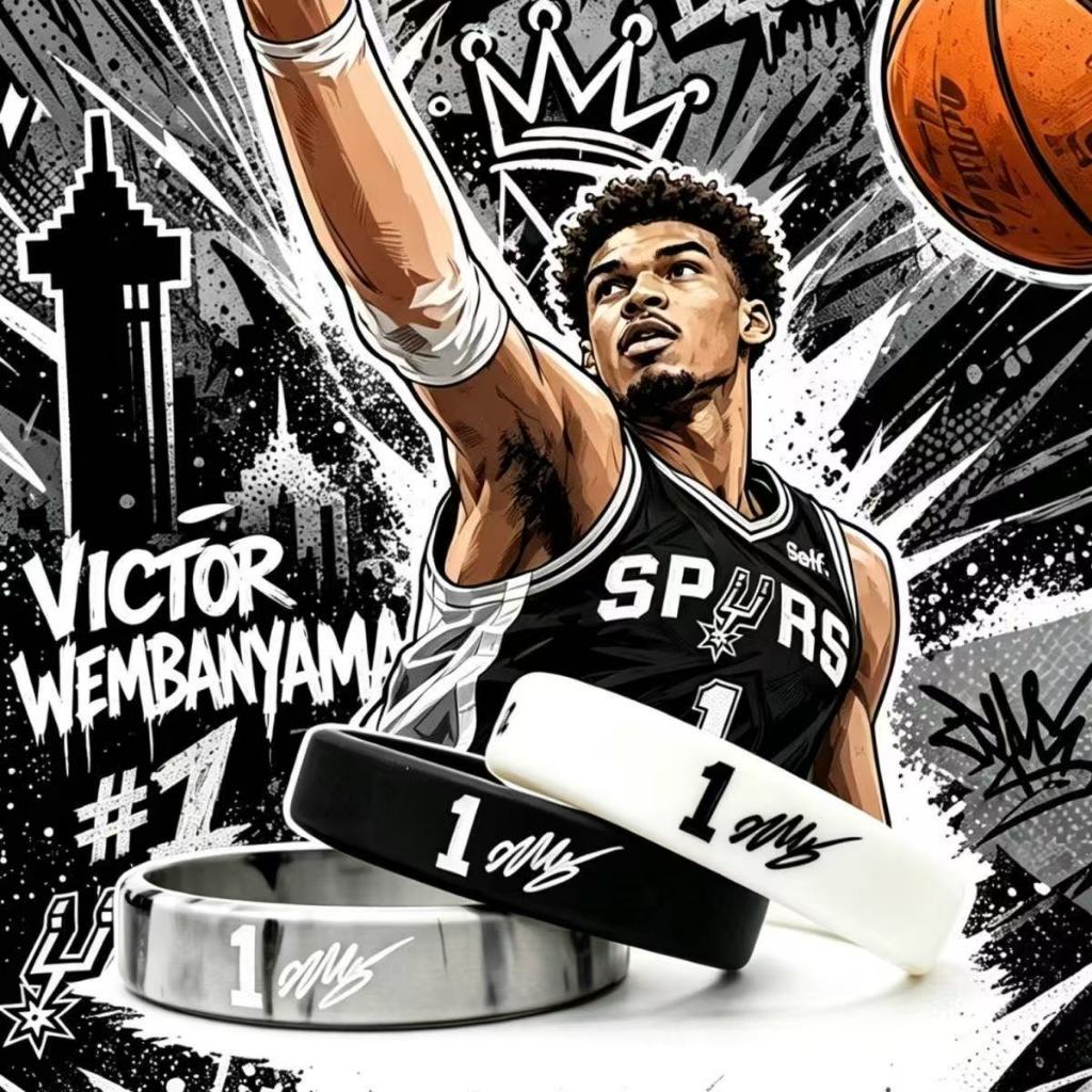 วิคเตอร์ เวมบันยามะ #1 2 ขนาดบาสเกตบอล Baller Bands Wemby กีฬา Merch สายรัดข้อมือยางแฟชั่นสร้อยข้อมื