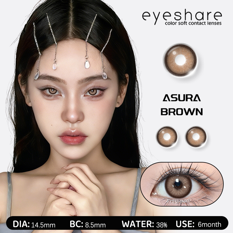 Eyeshare รุ่น Asura คอนแทคเลนส์สี ปริมาณน้ำ38% Dia14.5 สีน้ำตาล ราย 6เดือน 2ชิ้น 1คู่
