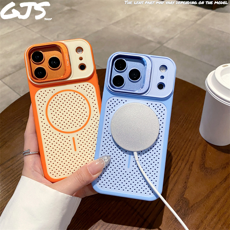 ประณีต INS ขนาดใหญ่รูเลนส์วงเล็บตาข่ายรูกระจายความร้อน Anti-fall สี Clash เคสโทรศัพท์สําหรับ IPhone12 13 14 15 16 17 18PRO MAX PLUS