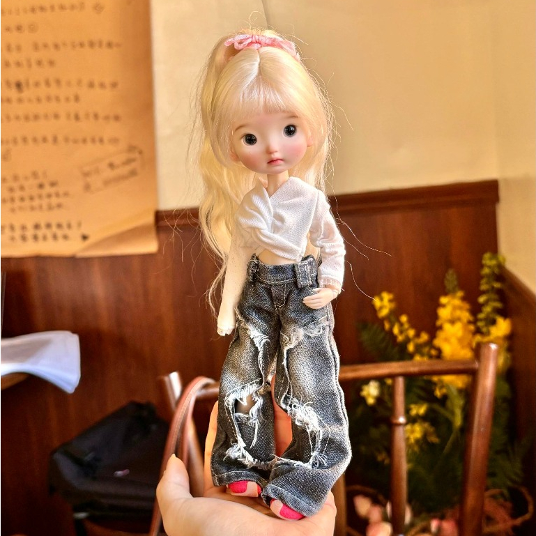 Ob24/ob22 Doll Pants Clothes Blythe Small Cloth Washed Ripped Jeans