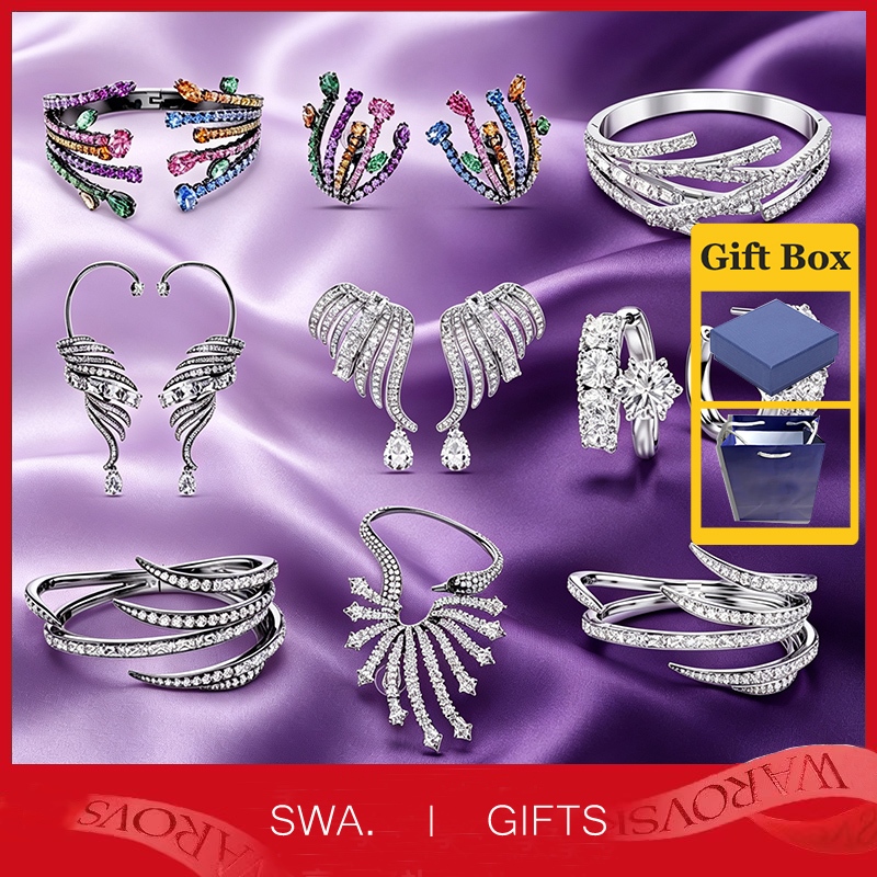 Swar Pink Vienna Jewelry Series คริสตัลสี สร้อยคอ คริสตัลสี ต่างหู Vienna Bracelet Crystal Series