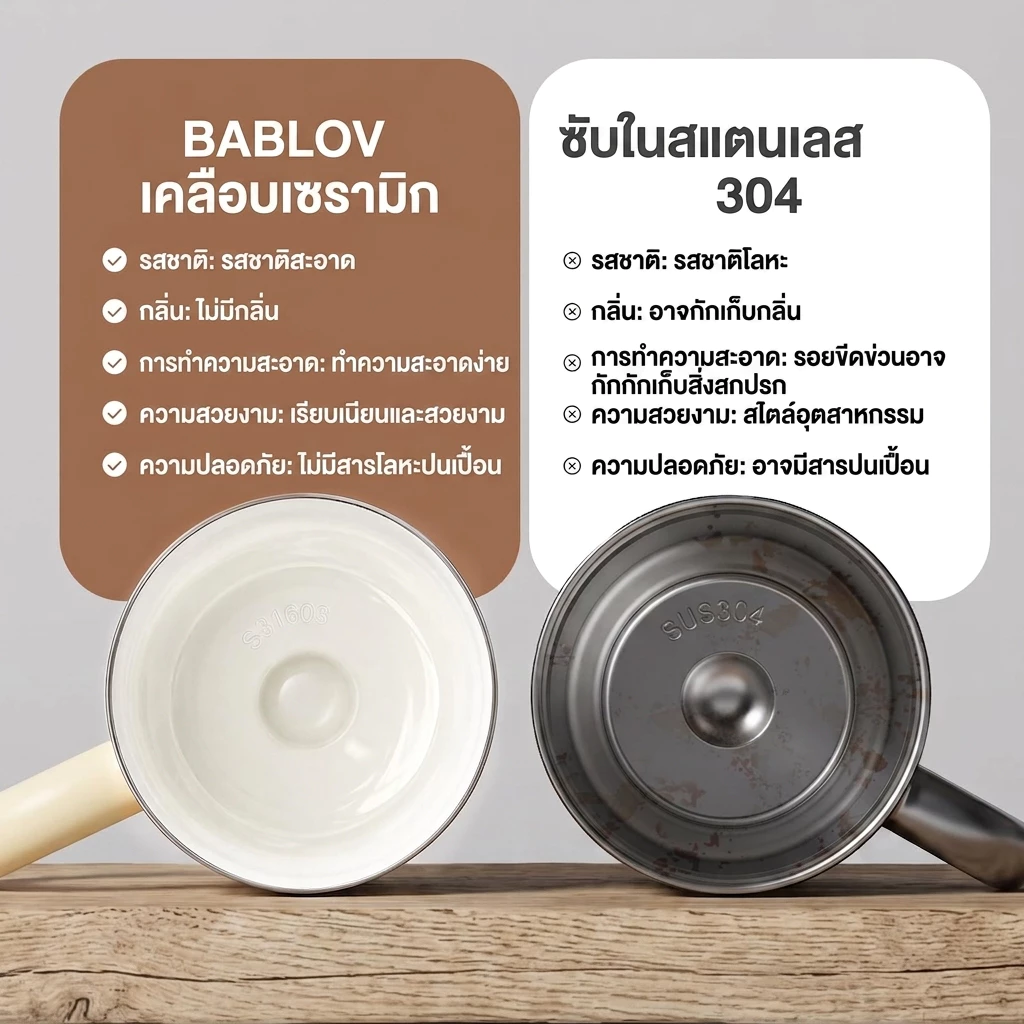 Bablov Lucky แก้วเซรามิก 2 ชั้น, กระติกน้ำเก็บความร้อน 680ml สแตนเลสเกรด 316, เก็บความเย็นได้ 24 ชั่วโมง, พร้อมแผ่นรองกันลื่นสำหรับวางบนโต๊ะ, ป้องกันการรั่วซึม, ถอดประกอบล้างทำความสะอาดได้, เหมาะสำหรับผู้หญิงและการใช้งานในออฟฟิศ, ใช้ได้กับชา กาแฟ และมัตฉะ thumbnail 3
