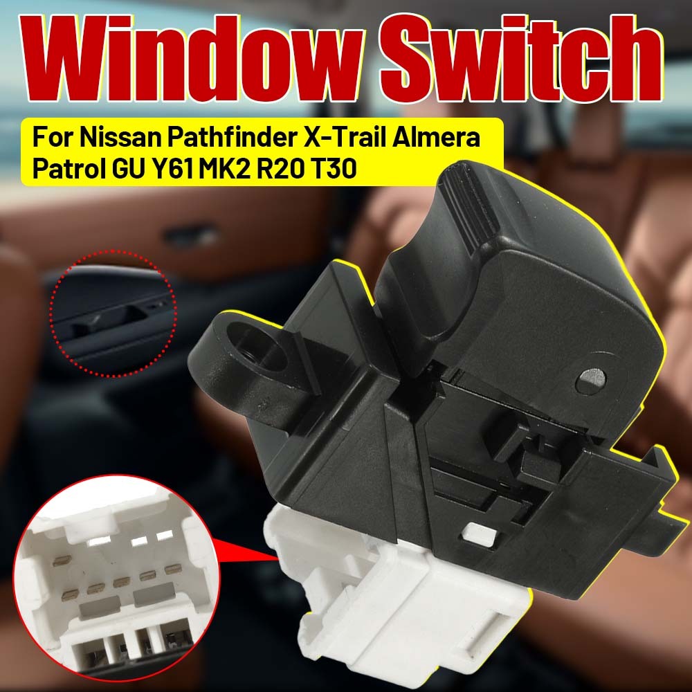 6 Pins สวิทช์กระจกไฟฟ้าด้านหน้าและซ้ายสําหรับ Nissan Pathfinder X-Trail Almera Patrol GU Y61 MK2 R20