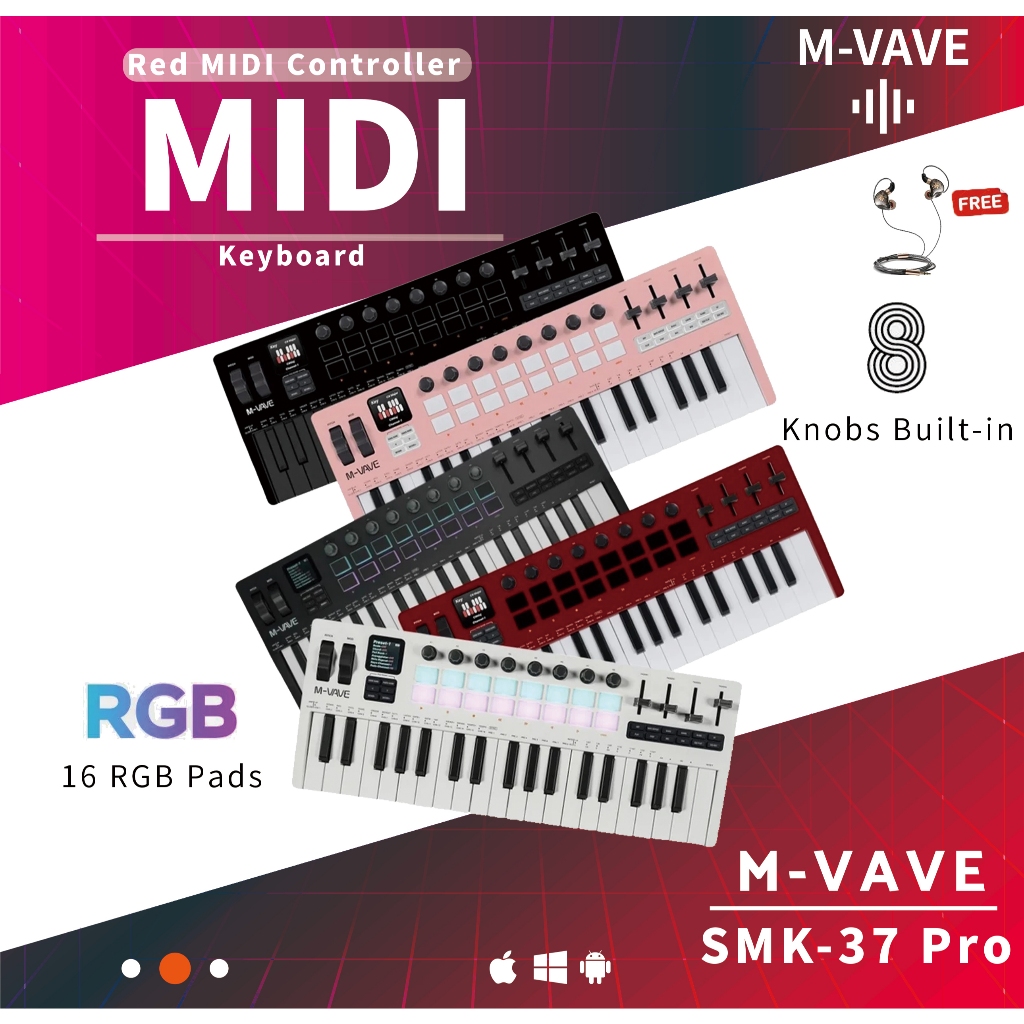 M-VAVE SMK-37 PRO Series คีย์บอร์ดใบ้ M Vave SMK37 PRO Midi Keyboard