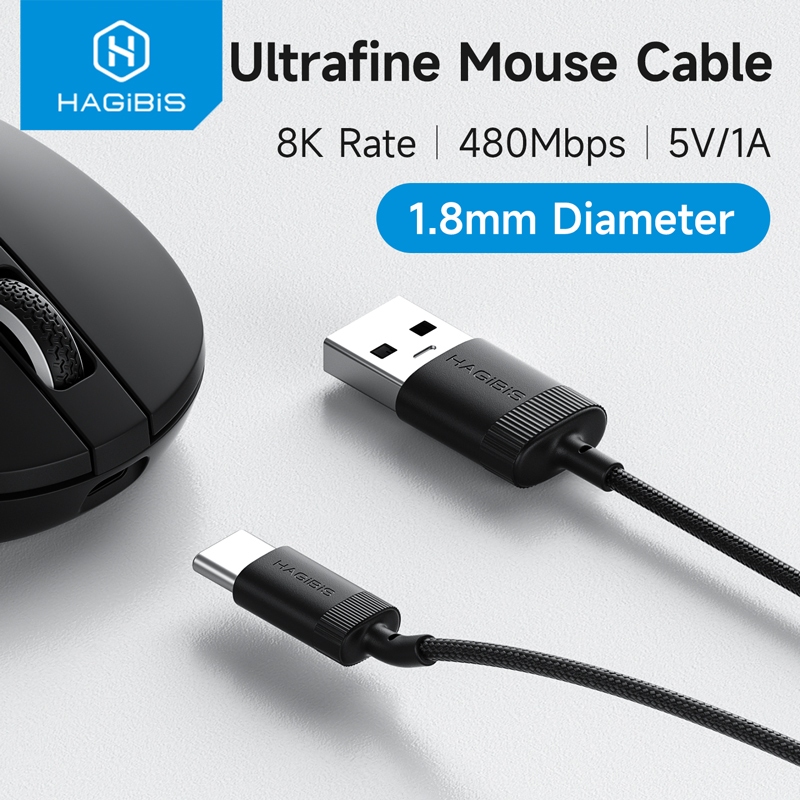 Hagibis LightWeight Mouse Cable Ultra-Fine Paracord Type C Soft สายชาร์จ 8000Hz อัตราการสํารวจสําหรั