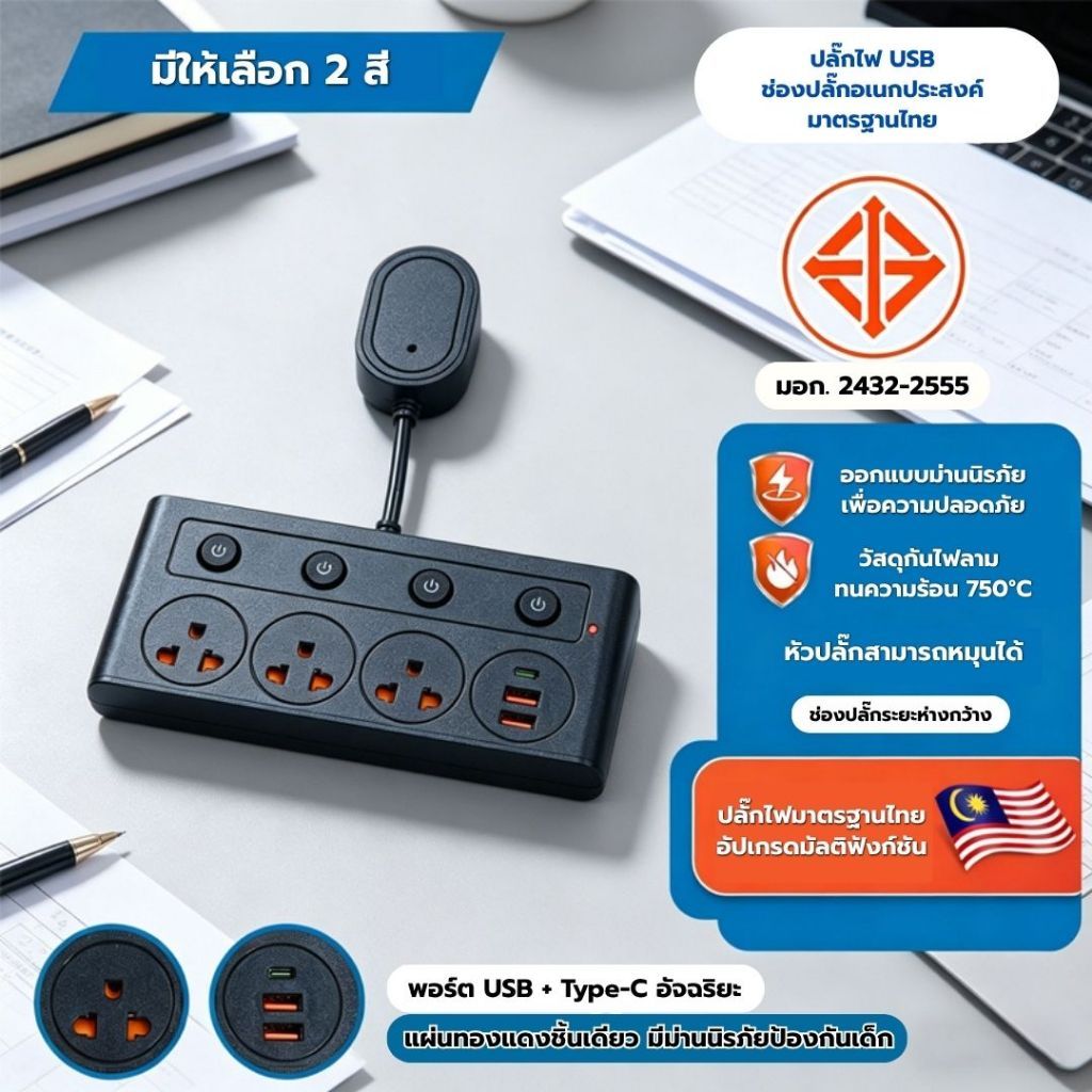 ซ็อกเก็ตปลั๊กหมุนได้ 90 องศาสวิตช์ควบคุมย่อยอิสระ USB Type-C เด็กป้องกันประตูในครัวเรือนซ็อกเก็ตสํานักงาน