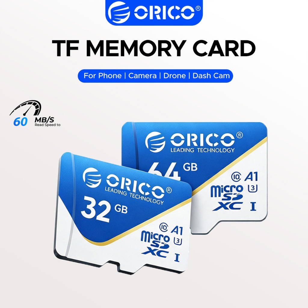 ORICO TF Card 32GB 64GB Micro SD Card U3 Class10 A1 การ์ดหน่วยความจําความเร็วสูงสูงสุด 60 เมกะไบต์/ว