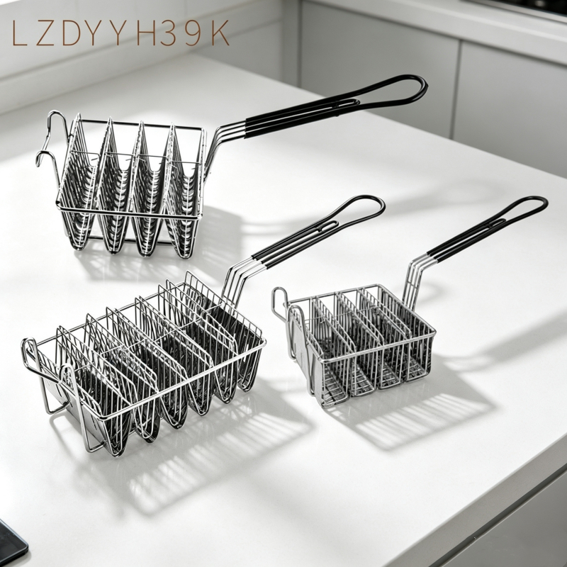 [lzdyyh39k] Taco Shell Fryer Basket Stainless Steel with Insulated Bent Handle and Shell Separation Feature Holder Stand And Binder Filter เหมาะสําหรับครอบครัว