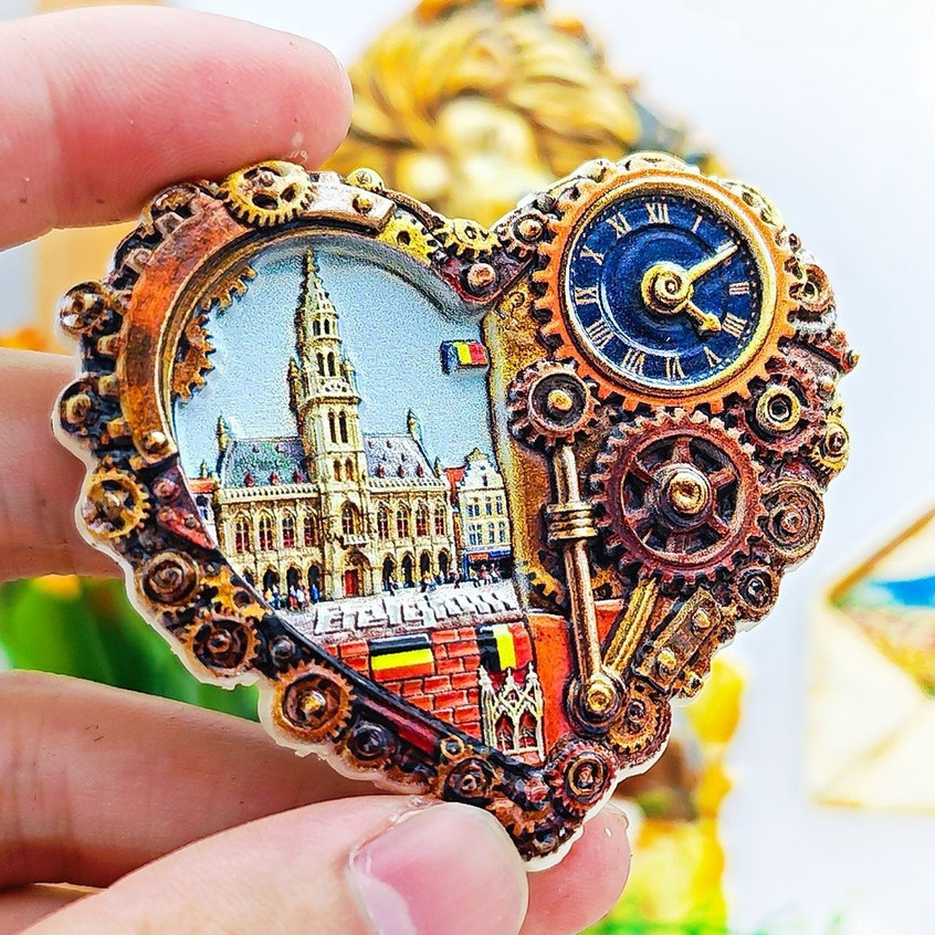 แม่เหล็กติดตู้เย็น 3D ที่ระลึกเบลเยียม Bruges Brussels Ghent ของขวัญแต่งบ้าน
