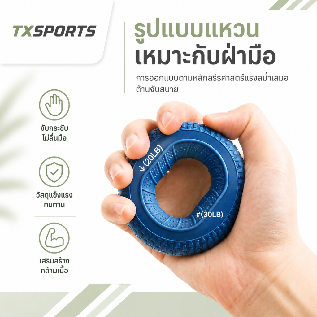 TXSPORTS อุปกรณ์ฝึกแรงบีบมือ 30-50LB บริหารนิ้วมือและข้อมือ เพิ่มความแข็งแรง พกพาสะดวก