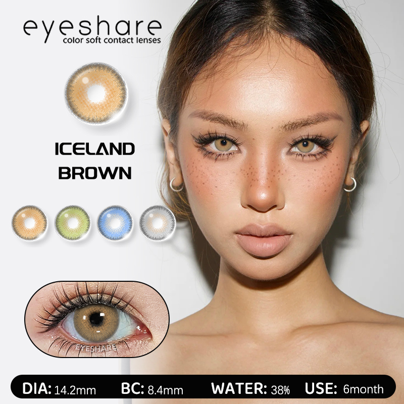 Eyeshare คอนแทคเลนส์สีน้ำตาล ICELAND ปริมาณน้ำ38% BC8.4 ราย 6เดือน ค่าสายตา0.00 2ชิ้น
