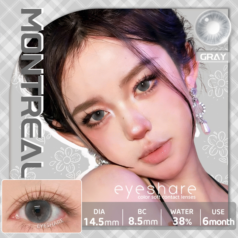 สีเทาคอนแทคเลนส์ Eyeshare MONTREAL ราย 6เดือน 14.5มม. ค่าสายตา0.00 1คู่