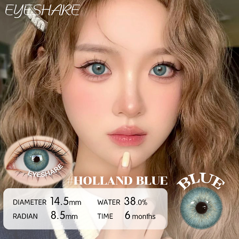 Eyeshare รุ่น HOLLAND สีน้ำเงิน คอนแทคเลนส์สี ราย 6เดือน 14.5มม. ค่าสายตา 0.00 1คู่
