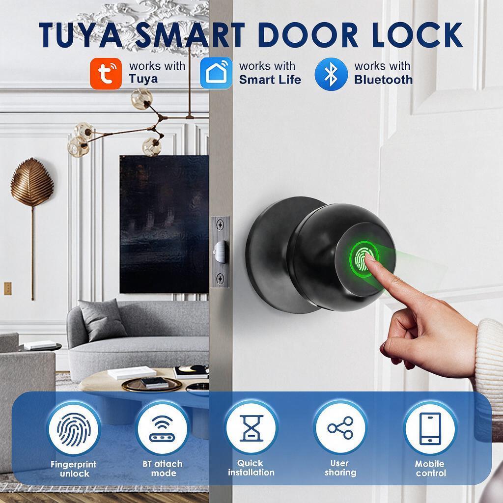 ล็อคลายนิ้วมืออัจฉริยะสําหรับ Tuya Smart Lock พร้อมล็อคประตู Bluetooth Keyless Entry พร้อมลายนิ้วมือและชีวิตอัจฉริยะ