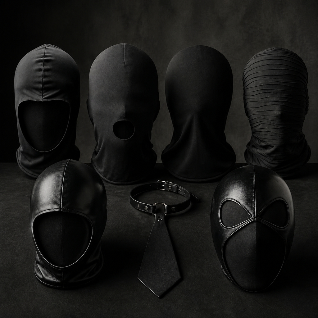 Multi-Style Balaclava Hood ชุดสีดํายืด Face Mask หนัง Faux หัวฮาโลวีนคอสเพลย์เครื่องแต่งกายอุปกรณ์เสริม Collar Tie