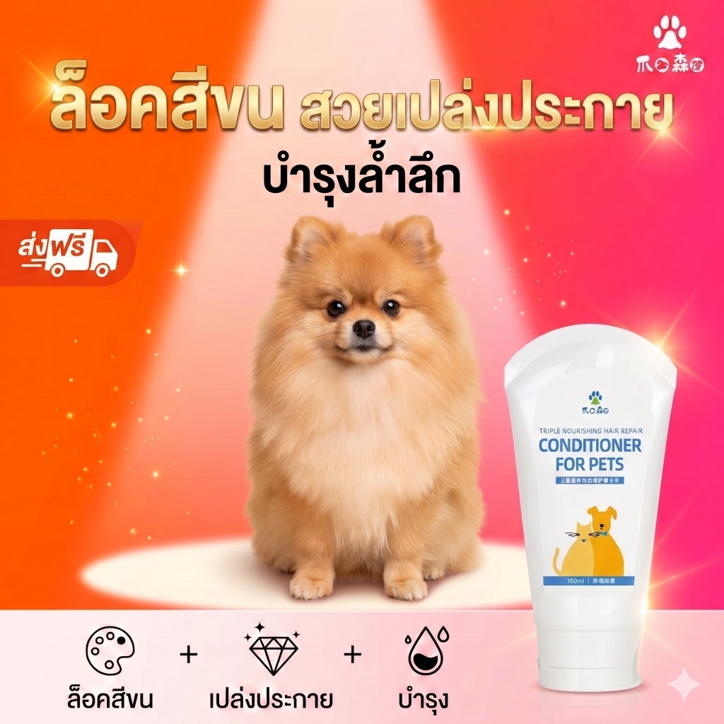 ทรีทเมนต์ขนหมาแมว สูตรไม่ต้องล้างออก บำรุงล้ำลึก แก้ขนพันกัน ขนนุ่มฟู ลดไฟฟ้าสถิต อ่อนโยน เลียได้ ปลอดภัย 150ml
