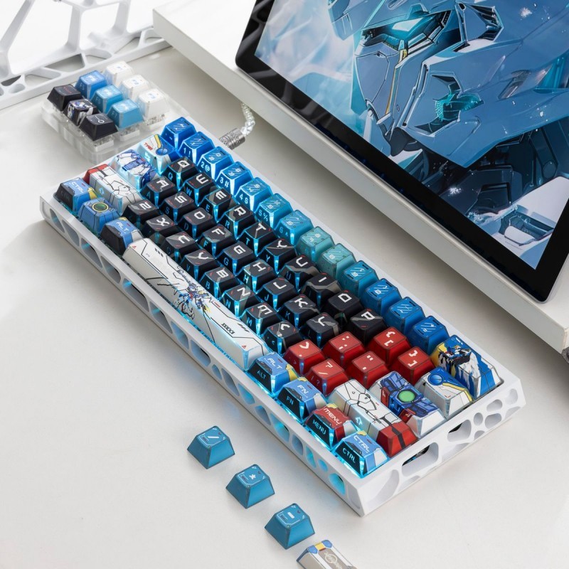 Keycap เฉพาะLight และ Shadow ด้านข้างพิมพ์ Shine Through Wing Gundam Zero Keycaps Cherry Profile PBT