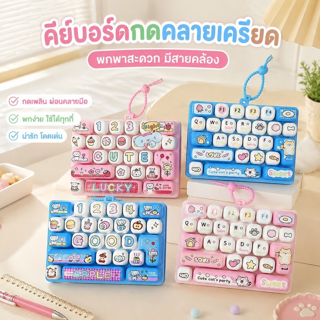 [PE] Quiet Cli 26 Key คีย์บอร์ดลดความเครียดน่ารัก Creative Mechanical Fidget Tool สําหรับสถานที่สาธารณะใช้ TH
