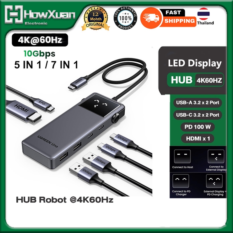 UGREEN USB C HUB 5-in-1 6-in-1 7-in-1 Uno HUB 4K@60Hz PD100W 10Gbps USB3.2 Splitter Adapter USB Expa