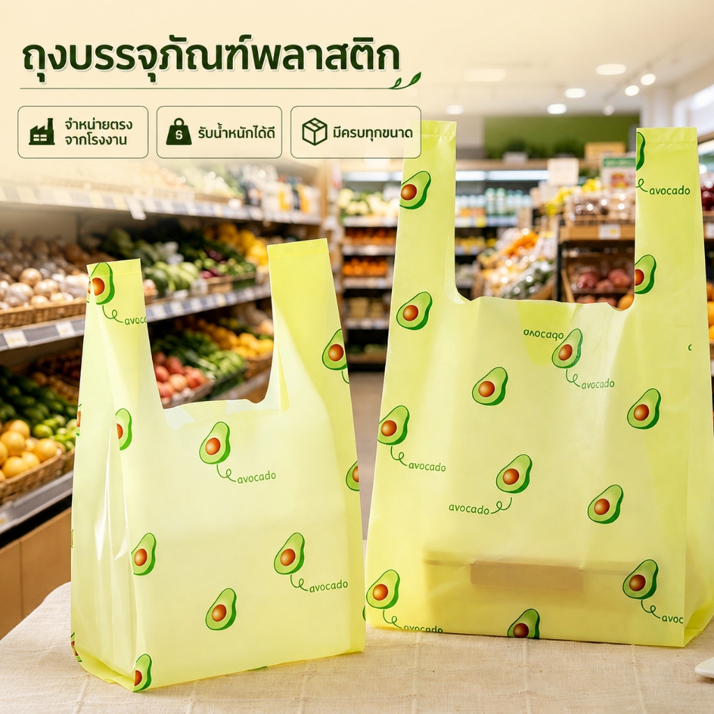 โพลี 50 ชิ้นต่อแพ็ค / บรรจุผลไม้ / เสื้อกั๊กแบบพกพา / บรรจุอาหาร Takeaway หูตะกร้า/ถุงพลาสติกช้อปปิ้ง/ถุงบรรจุผลไม้/ถุงเบเกอรี่