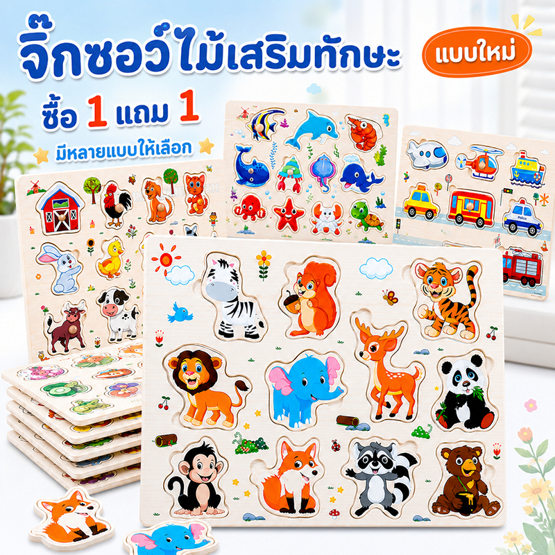 จิ๊กซอว์ไม้พยัญชนะไทย+สระไทย 30x22ซม. ของเล่นมอนเตสซอรี่ เสริมพัฒนาการเด็ก ฝึกสมาธิ ฝึกกล้ามเนื้อมัดเล็ก เรียนรู้ภาษาไทย