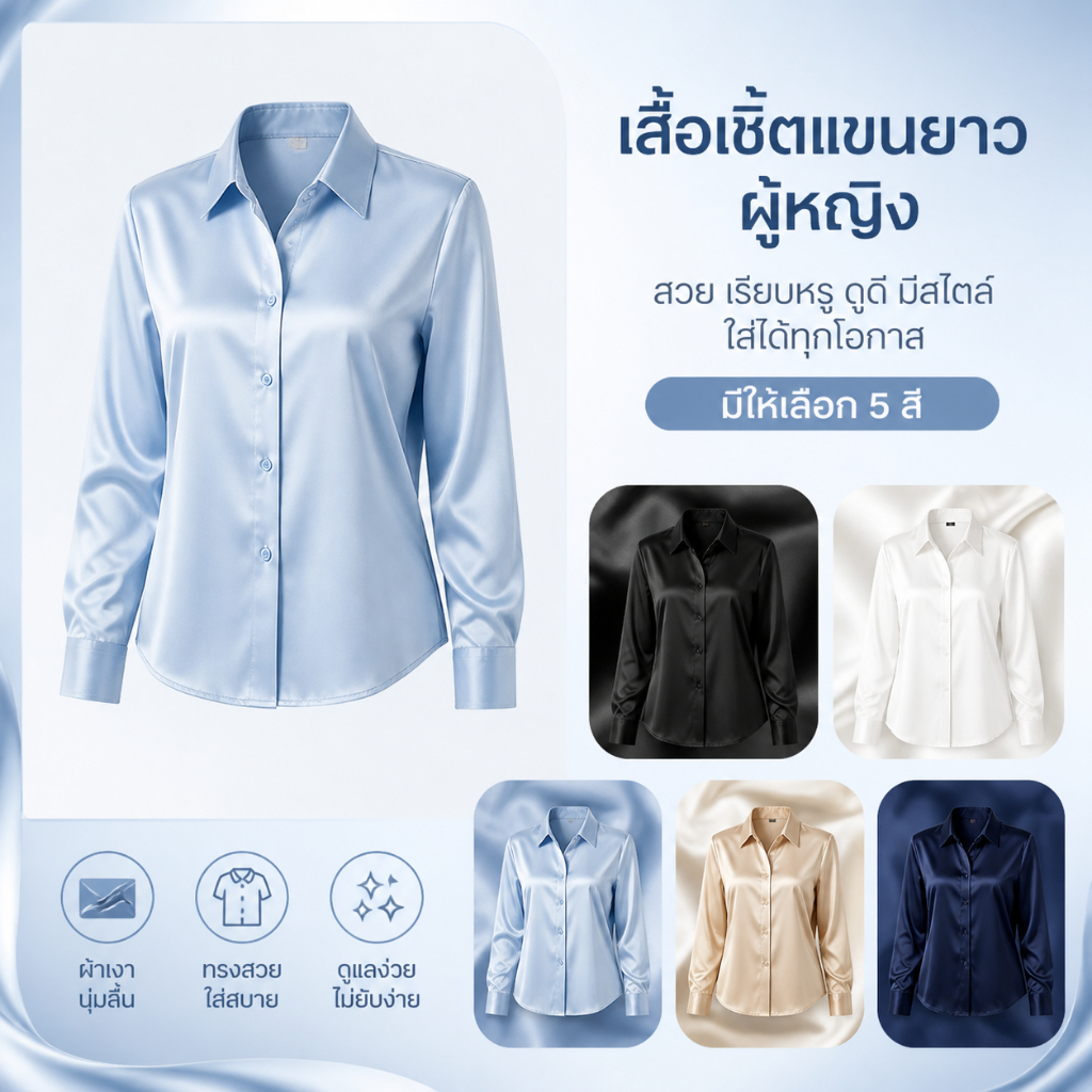 【ส่งไวจากไทย】MSD เสื้อเชิ้ตแขนยาวเลดี้สีดำ ออกแบบอย่างหรูหรา สไตล์พรีเมียม เหมาะสำหรับสวมใส่ในโอกาสพิเศษ