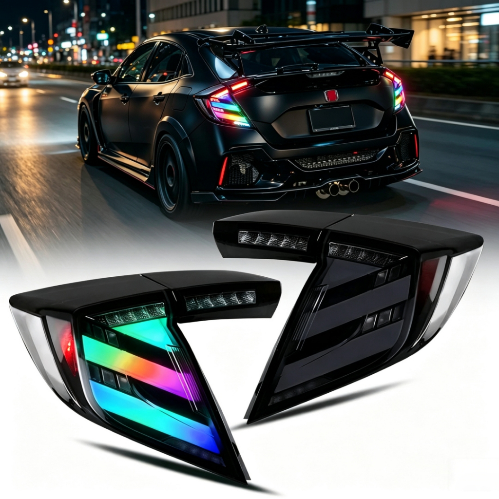 ไฟท้าย LED, เหมาะสําหรับ Honda Civic Two-Compartment FK7 FK8 2016-2021 Mugen Unlimited Transparent +