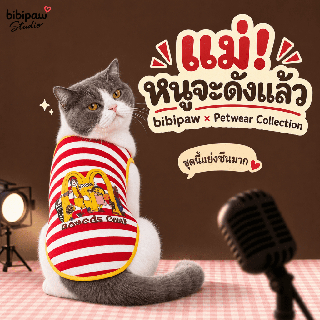 เสื้อกล้ามสุนัขและแมว เสื้อผ้าสัตว์เลี้ยงหน้าร้อน ลายฟาสต์ฟู้ดน่ารัก ผ้าบางเบา ระบายอากาศดี ใส่สบาย