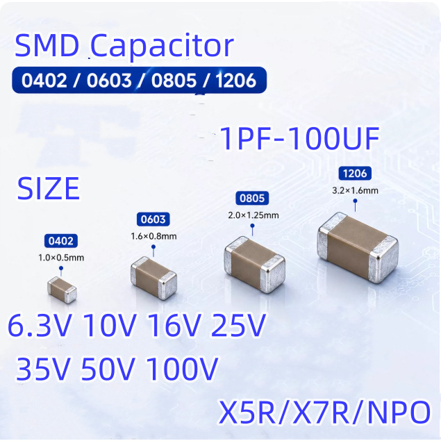 50PCS 1206 ชิปตัวเก็บประจุ MLCC NPO X7R 50V 120PF 150PF 180PF 200PF 220PF 270PF 330PF 390PF 430PF 47