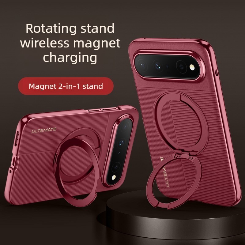 สําหรับ Huawei Pura X View หนังระดับไฮเอนด์เคลือบด้วยไฟฟ้า 360° เคสขายึดหมุนได้สําหรับเปลือกโทรศัพท์ชาร์จแม่เหล็กไร้สาย Pura X View