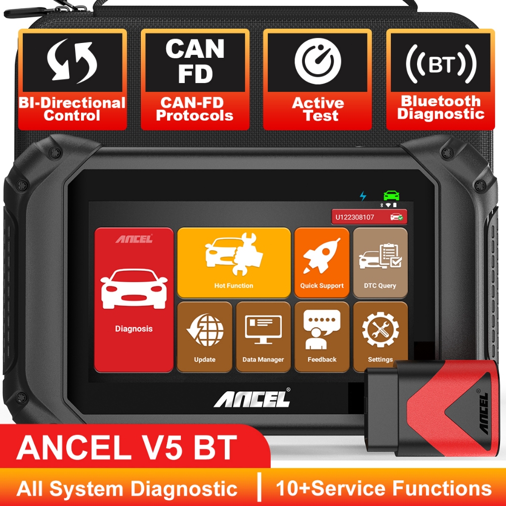 ANCEL V5 BT ไร้สายบลูทูธ OBD2 เครื่องสแกนรถยนต์ อ่านรหัสผิดพลาดครบทุกระบบ Bi-directional Active Test