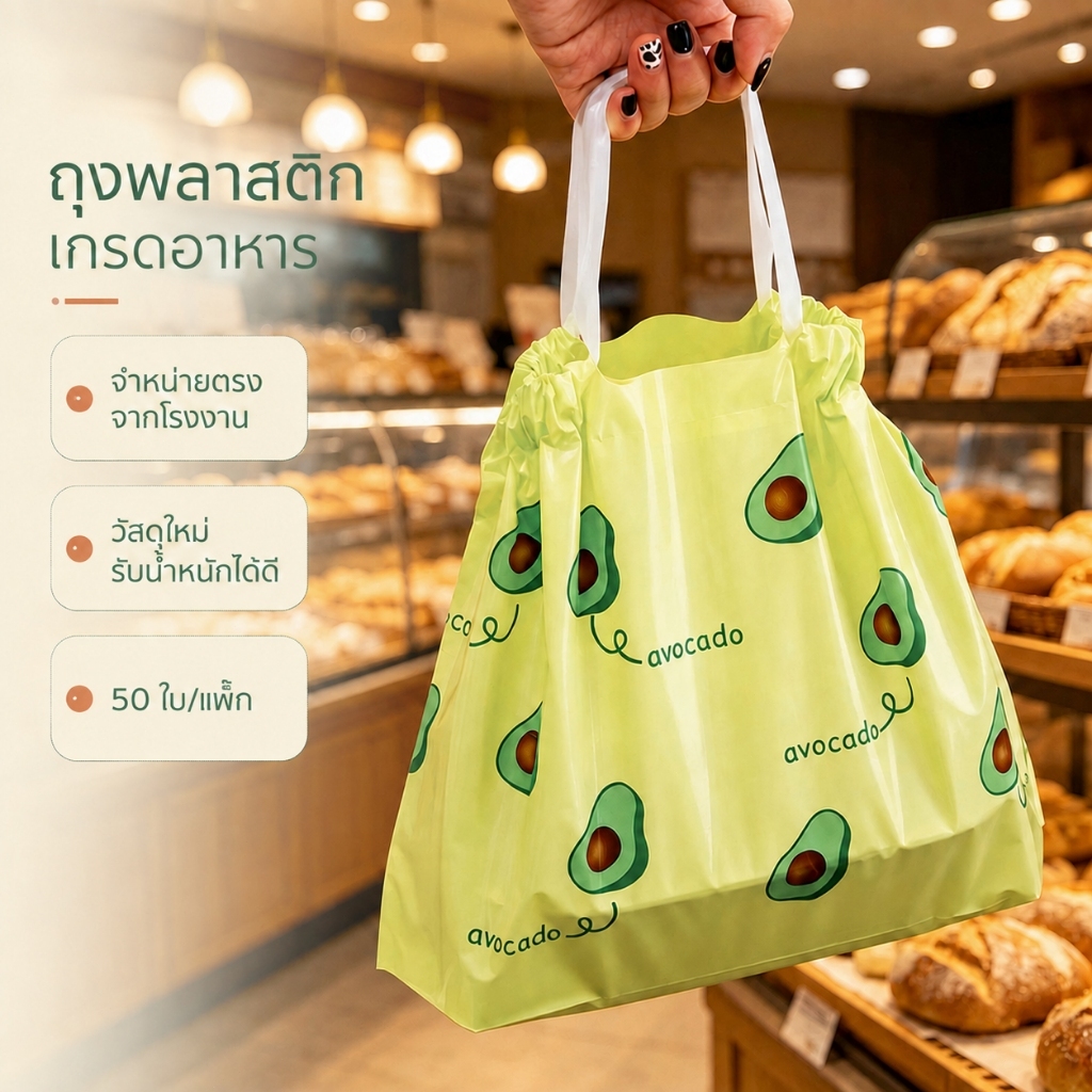 50 ผลไม้ตกปลาอาหาร ซื้อกลับบ้าน ถุงบรรจุภัณฑ์ เชือกรูด ถุงอาหารแสงบรรจุภัณฑ์อาหารถุงสิริพลาสติก