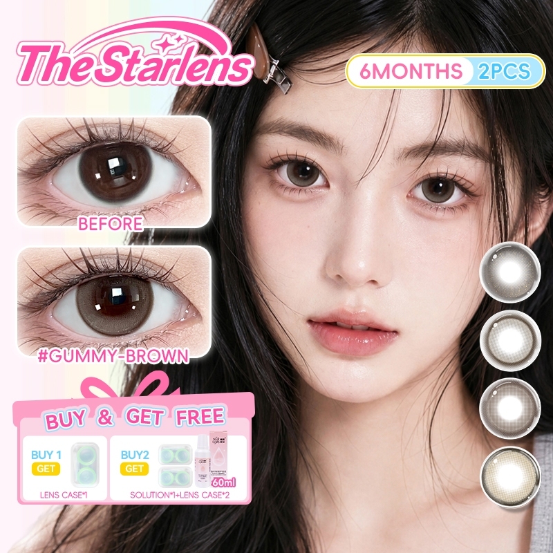 Starlens 1 คู่ คอนแทคเลนส์ DIA14.2-14.5 มม. เลนส์ใหญ่ธรรมชาติ Half-year Disposable