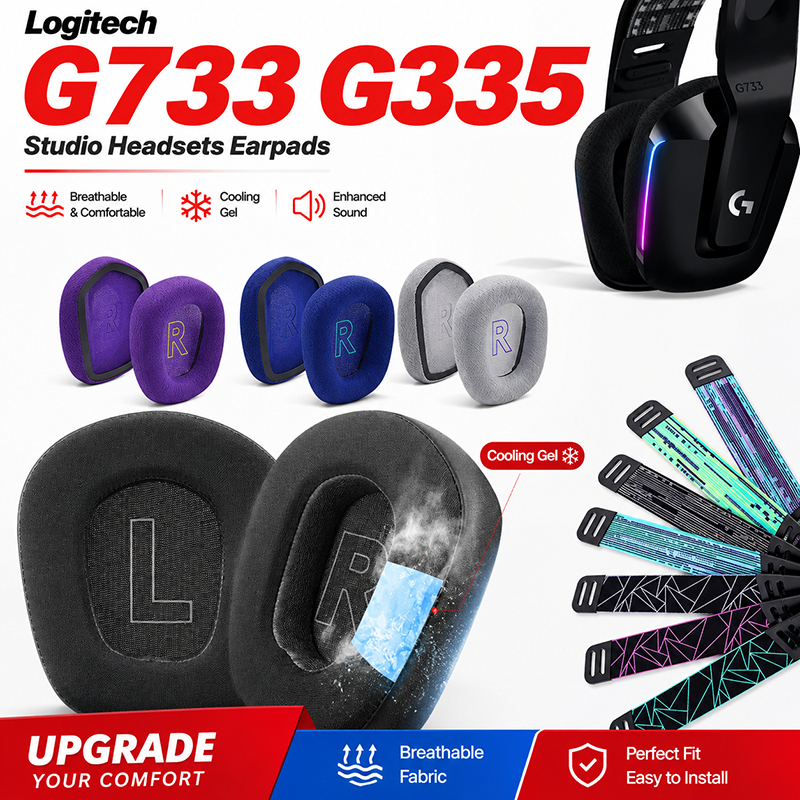 【 พร้อมส่งในไทย】หูฟังสําหรับ Logitech G733 G335 G535 เปลี่ยนแผ่นรองหูฟังหูฟัง Earmuffs ผ้าหน่วยความจํานุ่มฟองน้ําครอบคลุม