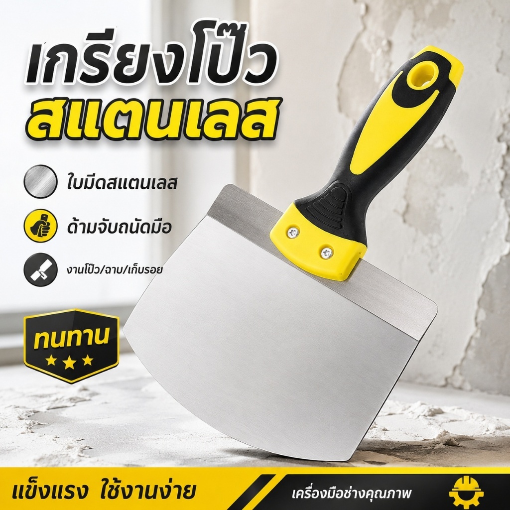 Sun สแตนเลส Putty มีดผนังสีปูนปลาสเตอร์ Trowel Arc Ash พลั่วสีฟีดบรรจุ Scraper ไม้พายเครื่องมือก่อสร้าง