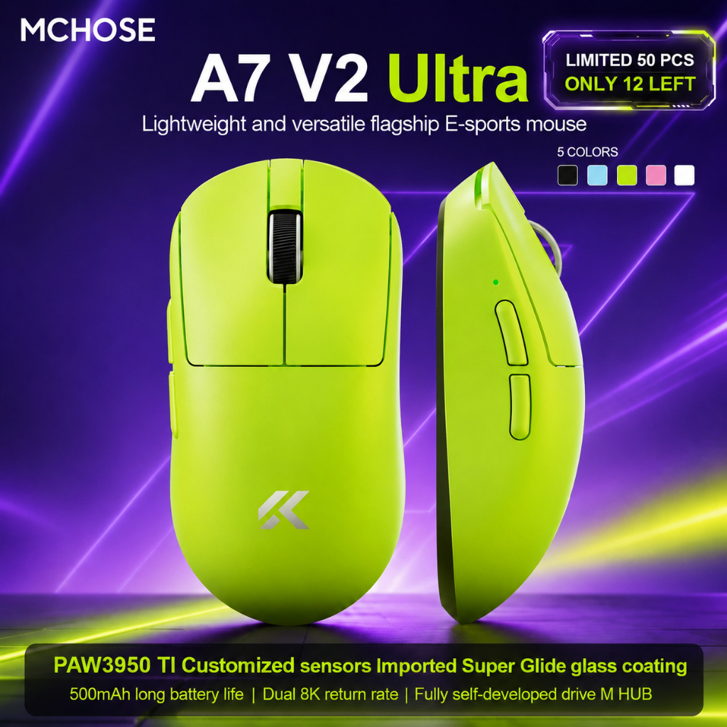 [Limited Launch Discount]MCHOSE A7 V2 Pro / Ultra เมาส์ไร้สาย PAW3950 Ultra 800mAh/8K เมาส์เกมมิ่ง (
