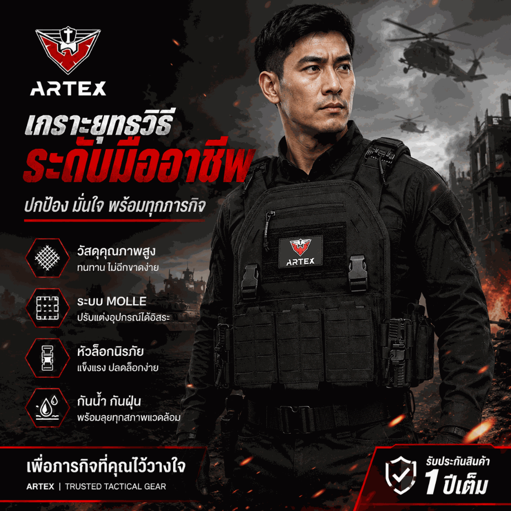 （COD)🔥จัดส่งจากกรุงเทพฯ🔥ARTEX AV-8123 รวดเร็วถอดเสื้อยุทธวิธีระบายอากาศสนับสนุน MOLLE สะดวก 1000D เส