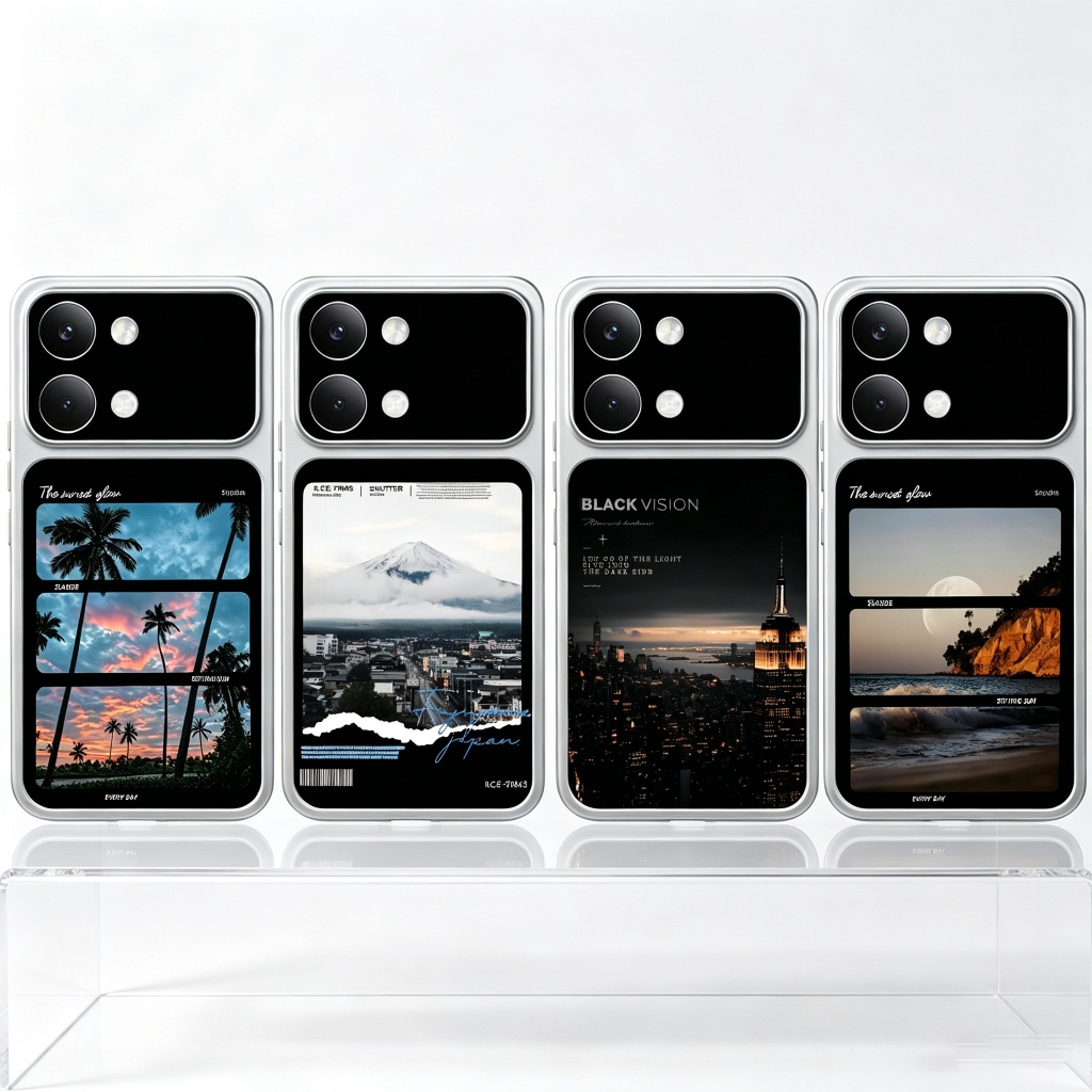 Retro ฟิล์ม Collage Big View เคสโทรศัพท์หน้าต่าง Xiaomi Redmi Turbo 5 Max 4 K90 Pro Max 5G City Nigh
