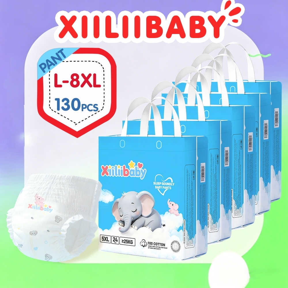 130 ชิ้น/5 แพ็ค Xiiliibaby ขนาดใหญ่ L-8XL กางเกงดึงเอวยางยืดสูงรั่วแห้ง Comfort สําหรับเด็กอ้วน