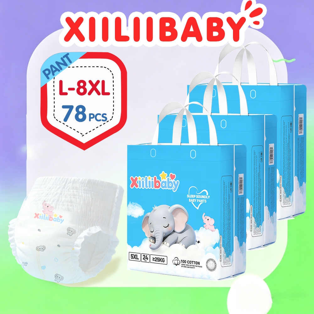 78 ชิ้น/3 แพ็ค Xiiliibaby ขนาดใหญ่ L-8XL กางเกงแบบดึงขึ้นเอวยางยืดสูงรั่วแห้ง Comfort สําหรับเด็กอ้วน