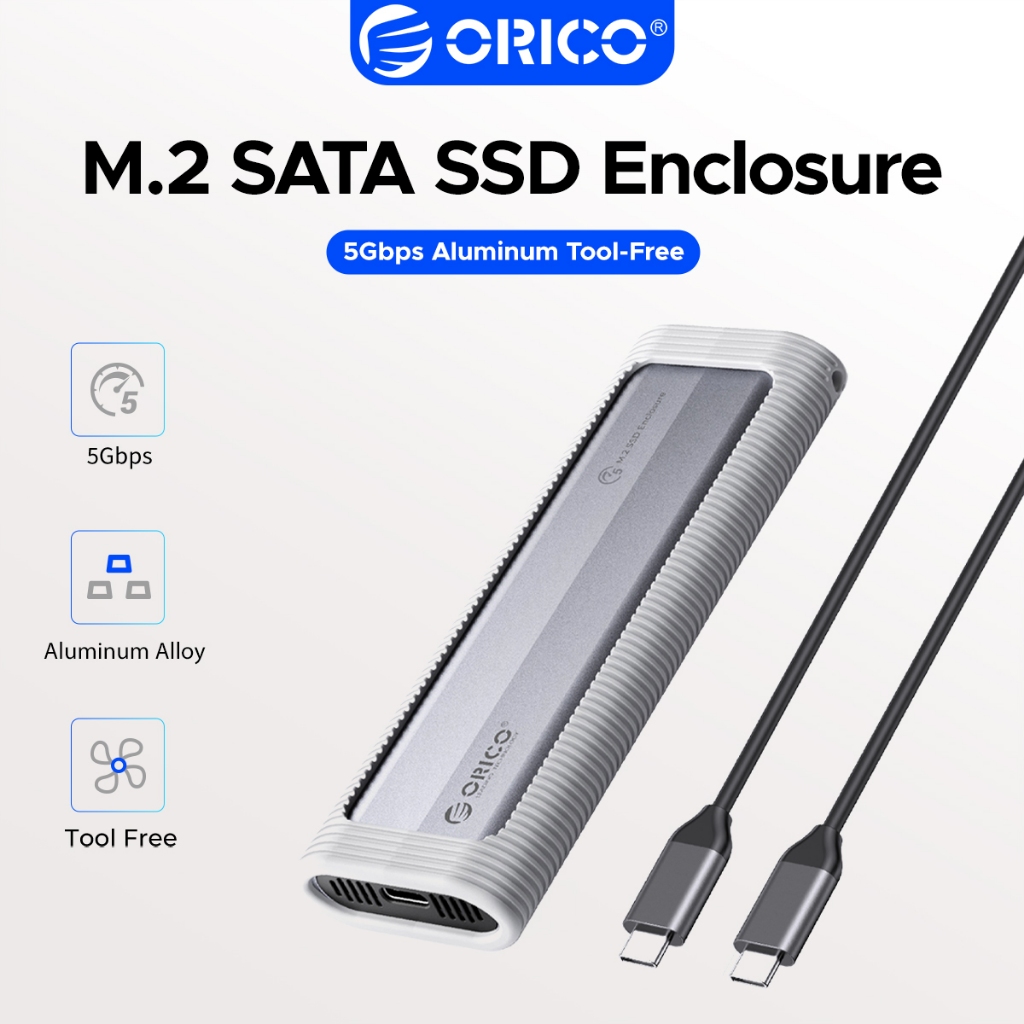 ORICO M.2 NVMe SATA SSD Enclosure 10Gbps USB3.2 Gen2 ฮาร์ดไดรฟ์ภายนอกรองรับ 8TB Dual Protocol SSD กล