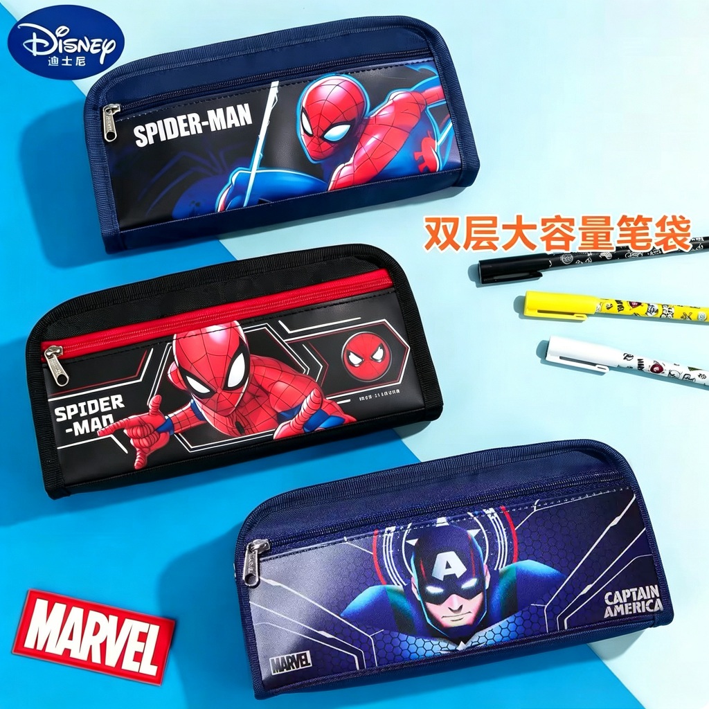กระเป๋าดินสอ กล่องดินสอ ลายการ์ตูน กัปตันอเมริกา Spider-Man Elsa ความจุขนาดใหญ่