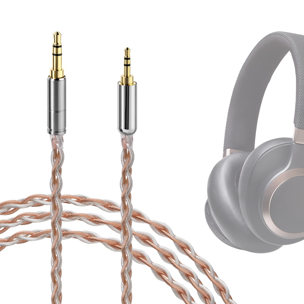 Geekria สายสัญญาณเสียงชุบเงินขนาด 3.5 มม. ถึง 2.5 มม. สําหรับ QC45, QC35, Tune770NC, Tune760NC, หูฟัง Live 660NC (1.5 ม.)