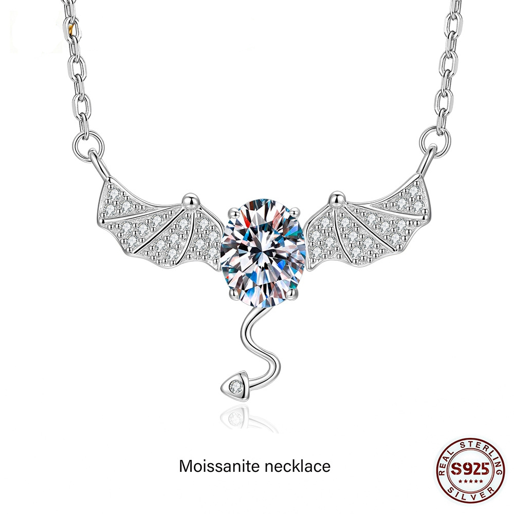 S925 สร้อยคอเงิน D สี 1.5CT Moissanite จี้ปีศาจน้อยสําหรับผู้หญิงเครื่องประดับงานเลี้ยงวันเกิด