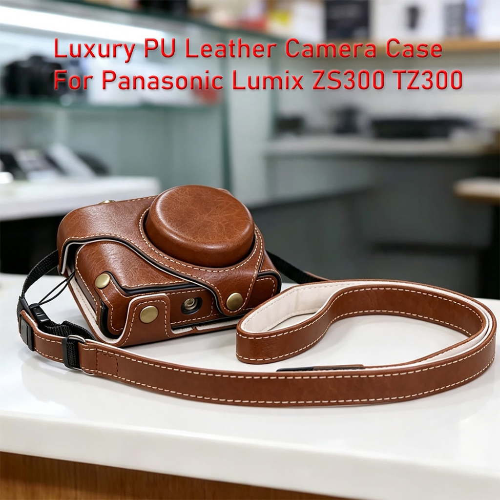 ZS300 ปลอกหรูหราหนัง PU กระเป๋ากล้องสําหรับ Panasonic Lumix ZS300 TZ300 DC-TZ300 ฝาครอบ