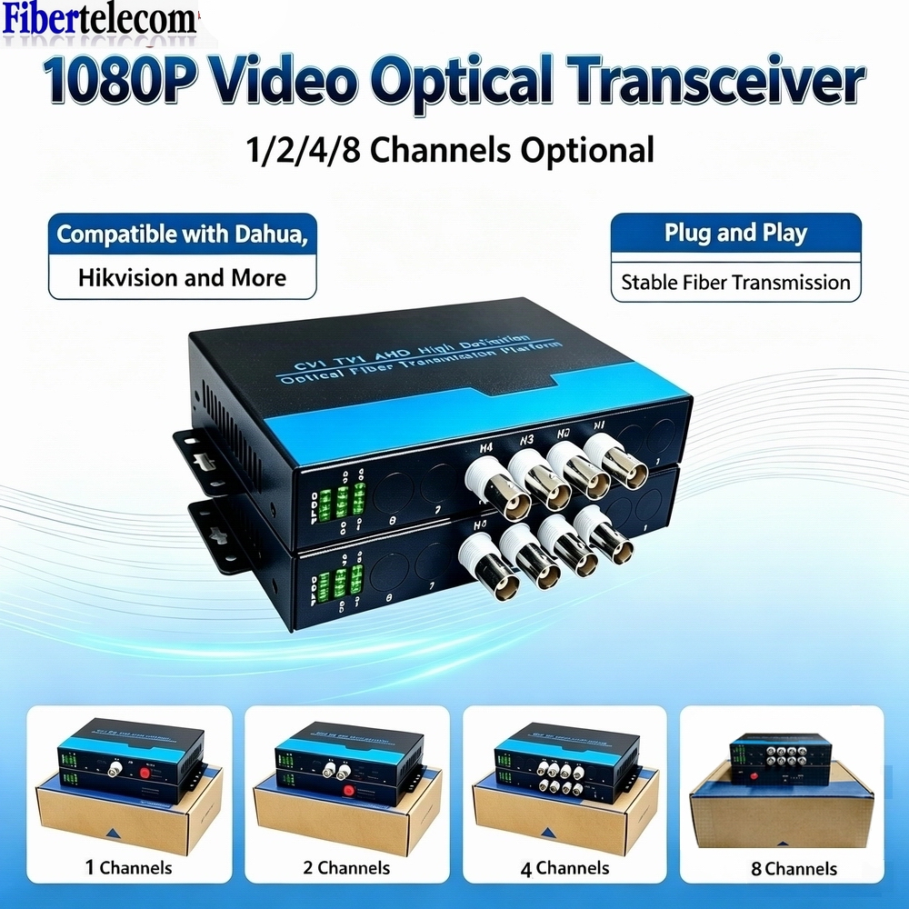 1 คู่ 1CH 2CH 4CH 8CH 1080P coaxial HD ตัวรับส่งสัญญาณแสง CVI TVI AHD วิดีโอตัวรับส่งสัญญาณแสง
