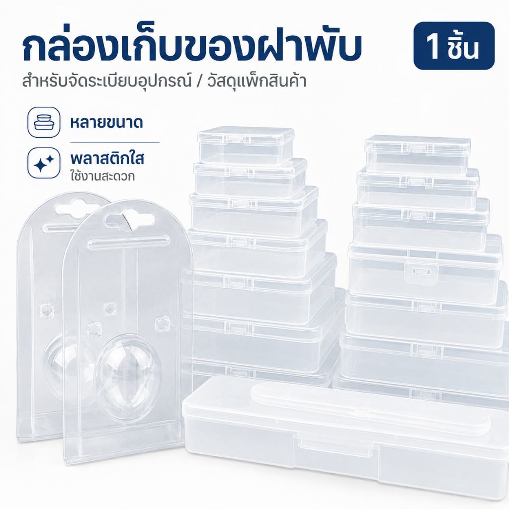 [cxGUYU] Pp กล่องใสสี่เหลี่ยมพลิกกล่องเก็บตารางบรรจุภัณฑ์รอบกล่องตุ่มอุปกรณ์เสริมจัดระเบียบแพ็คสินค้า PRATA