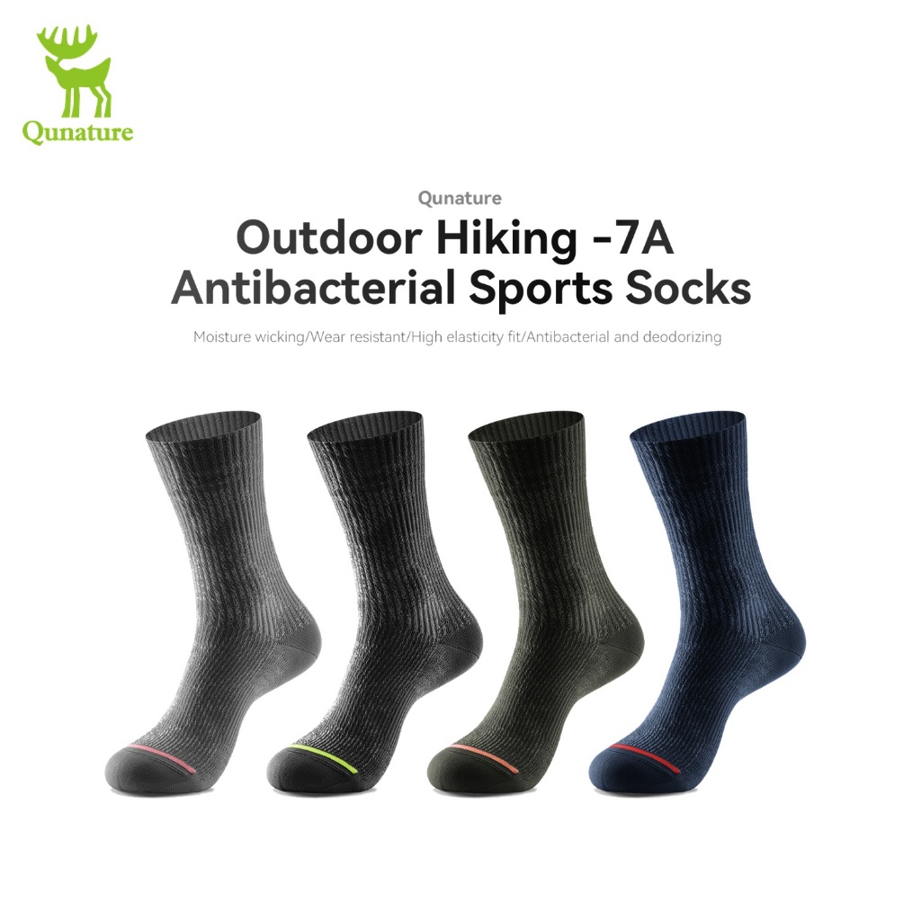 【TH Delivery】Quature ถุงเท้า 7A Antibiotic กลางหลอด Breathable Anti Odor Moisture Wicking Anti Slip กีฬาเดินป่า Mountaineering ผู้ชายผู้หญิง — صورة 5