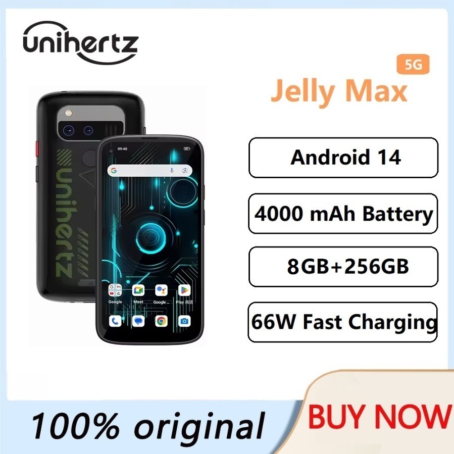 Unihertz Jelly Max สมาร์ทโฟน 5G Android 14 8GB+256GB 66W ชาร์จเร็วหน้าจอเล็ก 5.05 นิ้ว พร้อมแบตเตอรี่ 4000 mAh